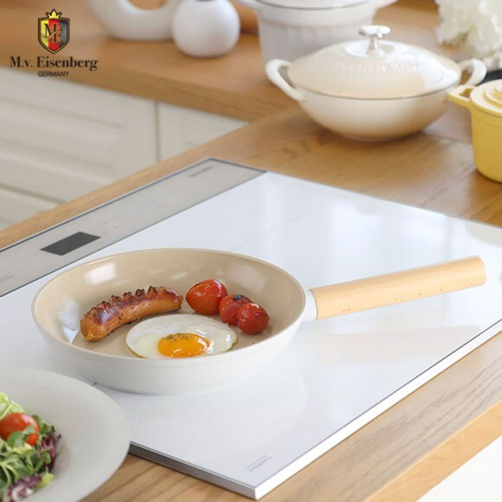 [M.v.Eisenberg] KUCHEN BAUM IH Ceramic Pan Series – Non-Stick, Natural Mineral Coating, Induction-Compatible, Easy to Clean, with Elegant Wood Handle